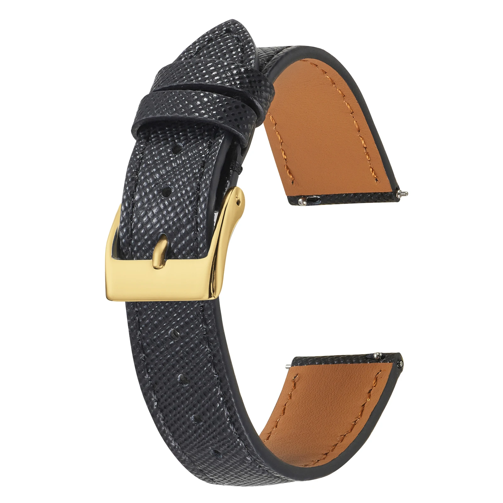 Sleek Tapered Saffiano Leather Quick Release Watch Strap