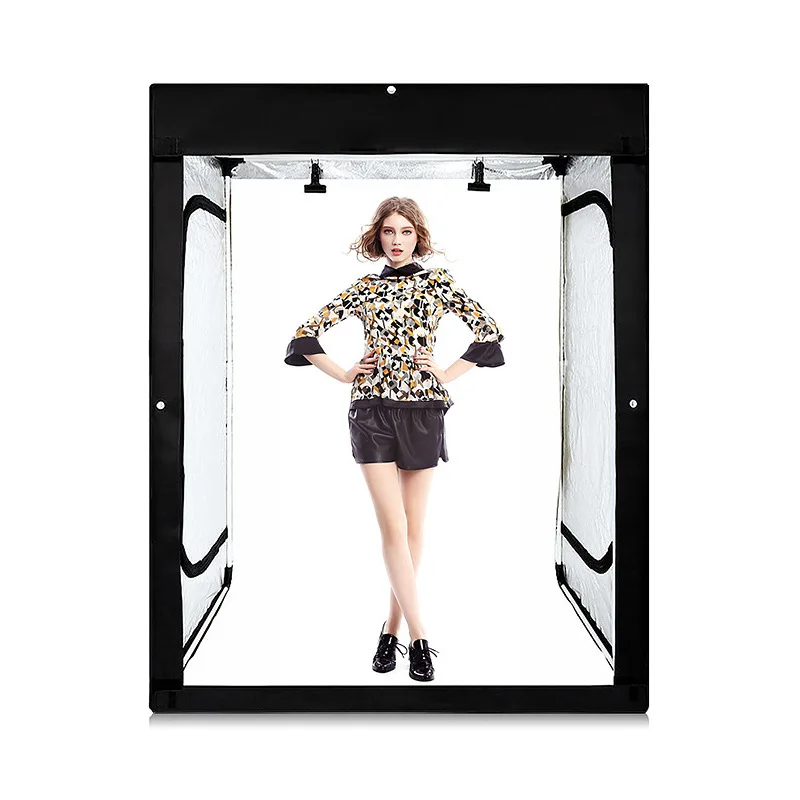 

Yiscaxia 200x120x100CM 8 LED Lights 3 Backrounds Big Size Photography Box Portrait Clothing Portable Photo Studio Light Box Room