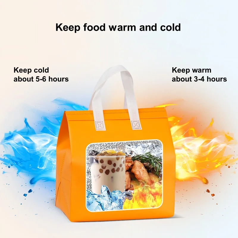 StoBag 10pcs Non-woven Insulation Lunch Bags Tote Portable Fabric Keep Food Warm Cold for Cake Drinks Packaging Delivery Pouch 4