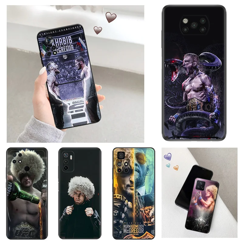 Custodia Per Telefono Antigoccia Nera Opaca Per Xiaomi Poco X5 X4 X3 F5 F4 Gt F3 F1 M5 M3 M4 Pro C40 C50 C51 C55 Khabib Nurmagomedov Cover