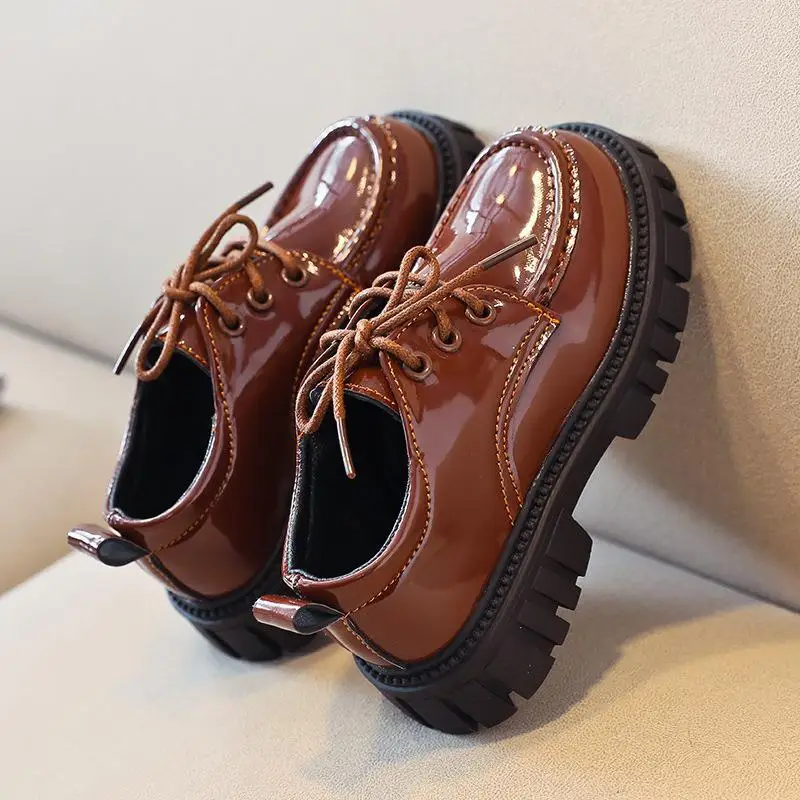 Wednesday Addams Shoes Cosplay Baby Girls Lmitation Leather Shoes Black Cosplay Princess Dress 2-16 Years