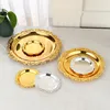 4" 6" Golden Silver Relief Tray Luxury Fruit Snack Cake Plate For Party Decorative Tea Cup Holder Desktop Jewelry Storage Tray 2