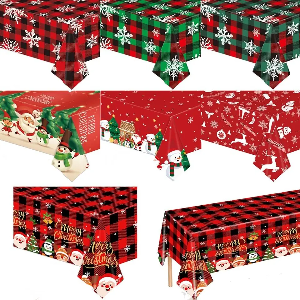 JHDZDHY Lot De 6 Nappes De Noël Jetables En Plastique Avec Flocons De Neige Pour Décoration