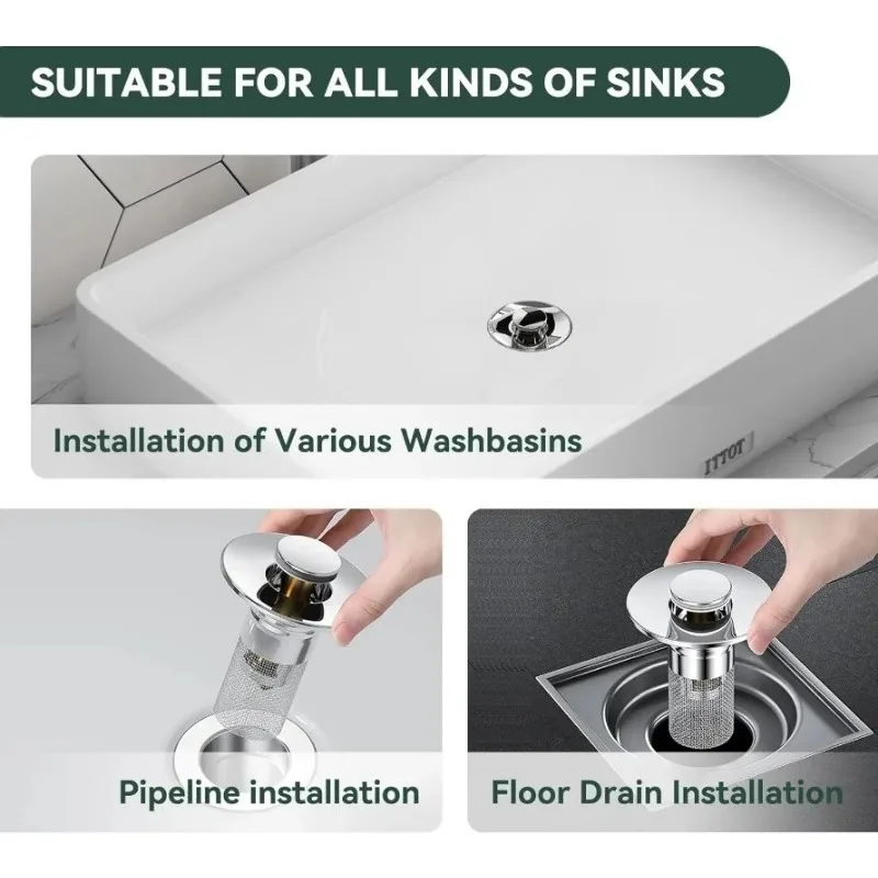 1/2PCS Sink Drains Filter Bathroom Pop-Up Sink Filter Plug Stopper Wash Basin Hair Catcher Strainer Stopper Kitchen Accessories sink filter,kitchen sink filter,sink strainer,hair drain catcher,kitchen sink strainer