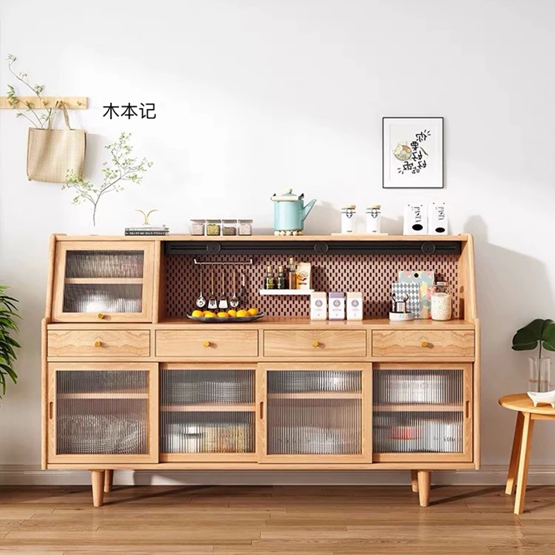 Japanese Solid Wood Sideboards PE Rattan Living Room Chest of Drawers Kitchen Cabinets Storage Shelf Furniture Comedor FYSB
