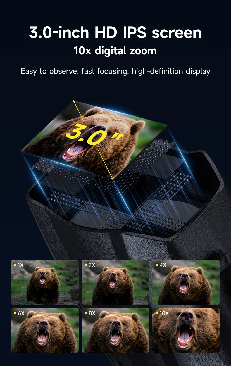 Night Vision Binoculars 4K Infrared 5000mAH Rechargeable 10X Zoom 800 Meters Dar