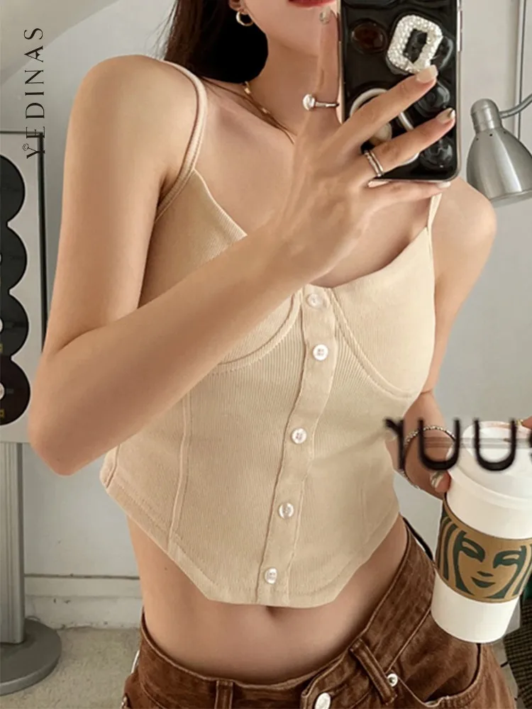 

Yedinasy2k Aesthetic Bustier Corset Crop Top Summer Solid Backless Sleeveless Push Up Tank Top Camisole Vintage Streetwear