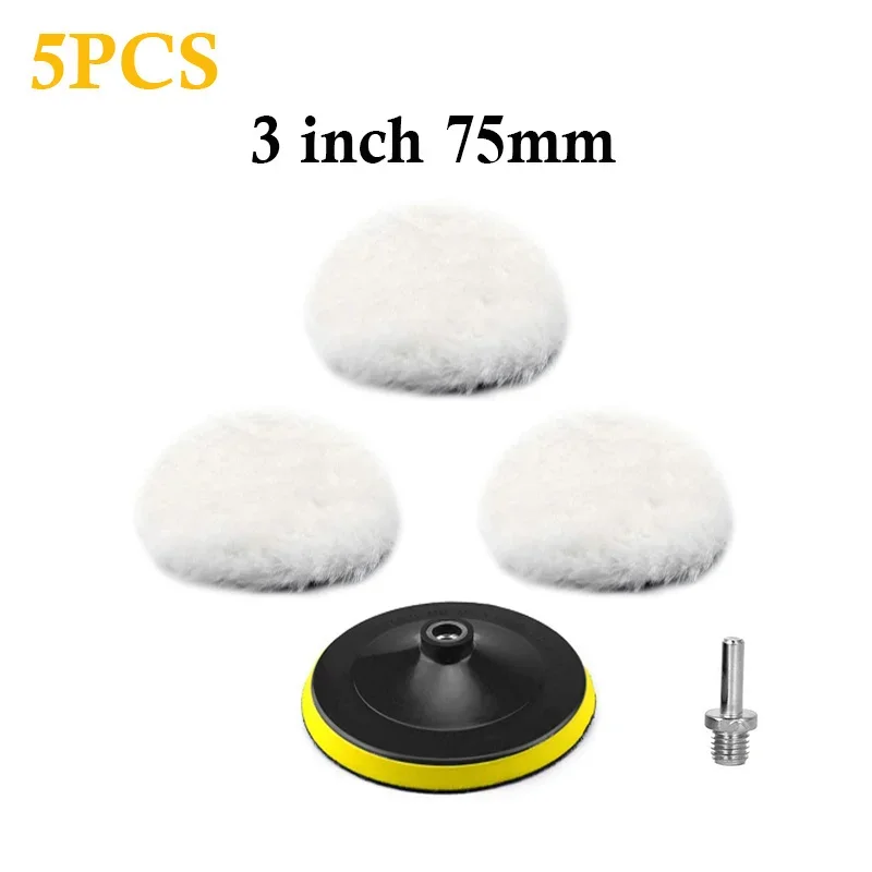Wool Polishing Pad 5Pcs/Set Polishing Wheel for Drill Attachment with M14 Drill Adapter car polishing pad car polish pad wool polishing pad polishing wheel disc polishing wheel kit