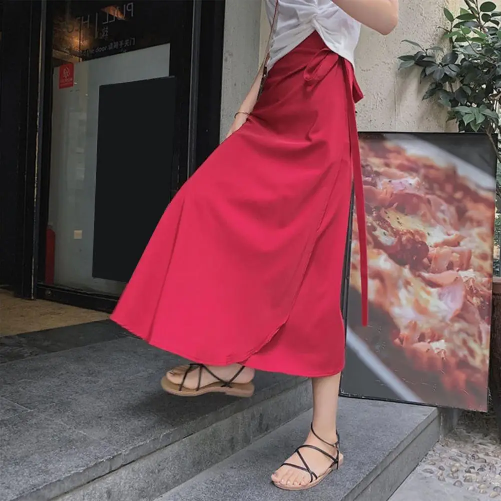 

Maxi Wrap Skirt Solid Color Lady Beach Wrap Skirt Casual Ankle Length Beach Skirt