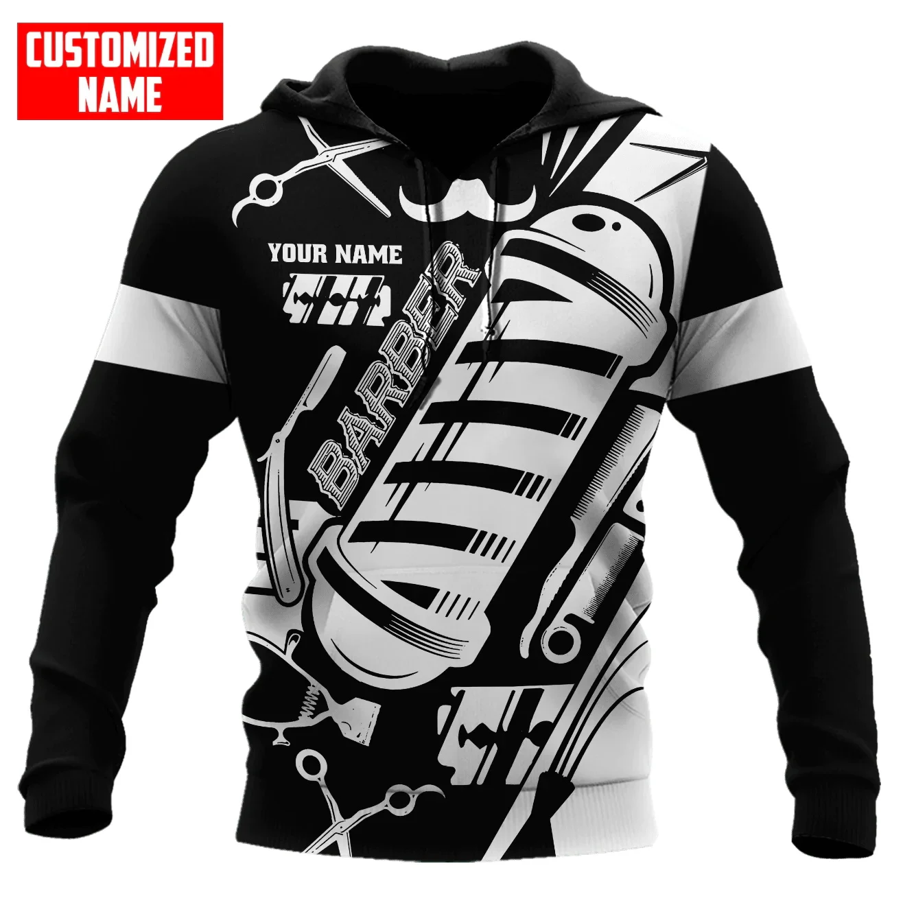 PLstar Cosmos Personalisierter Name Barber 3D All Over Bedruckter Herren-Hoodie und Sweatshirt Unisex Streetwear Lässige Kapuzenpullover mit Reißverschluss DK545 – Detail 12