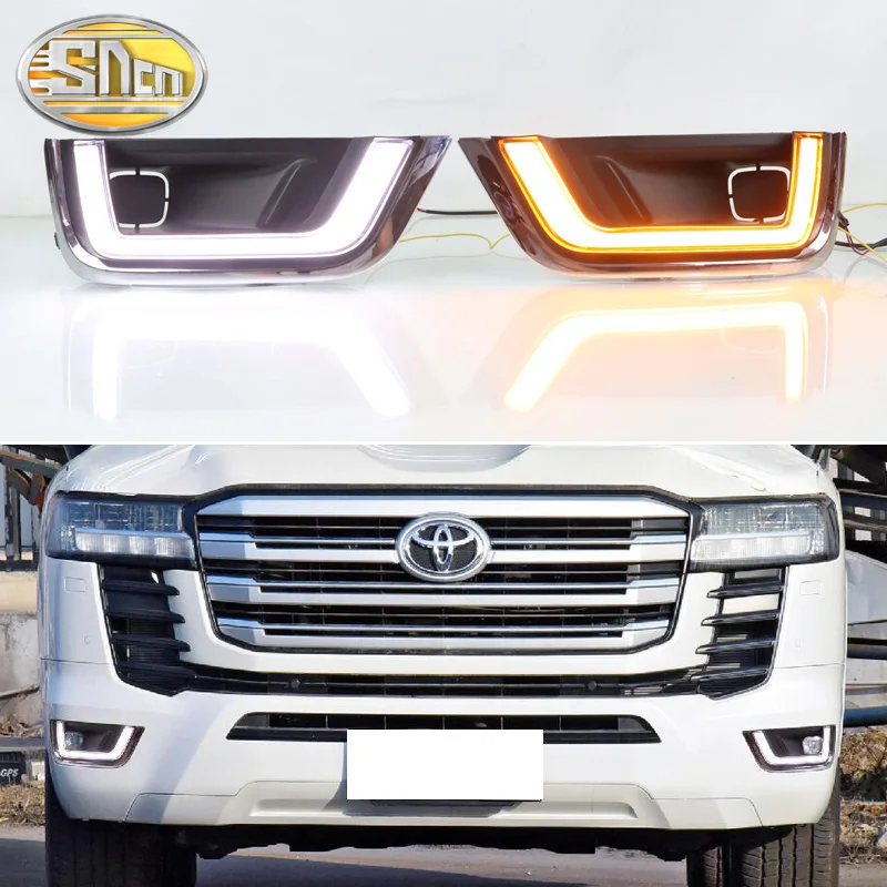 

2PCS LED Daytime Running Light For Toyota Land Cruiser 2022 LC300 Dynamic Turn Yellow Signal Relay Car 12V LED DRL Day Light