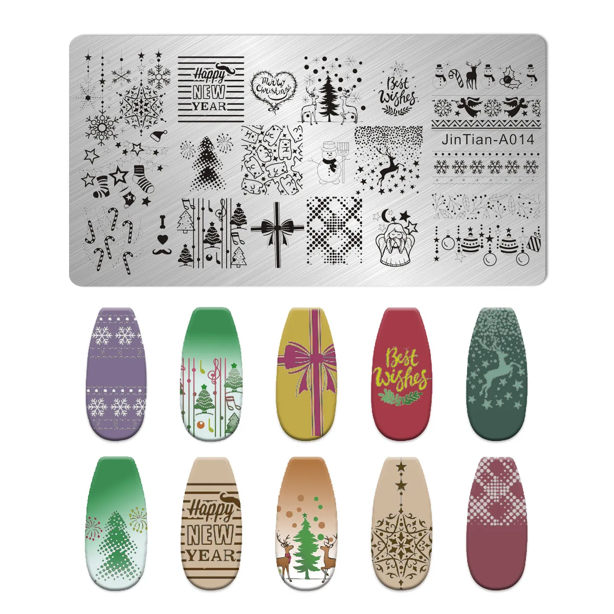 1pcs Snowflake Christmas Nail Stamping Plates Cartoon Christmas Tree Elk Winter Theme Template Mold Nail Art Stencil Tools 2