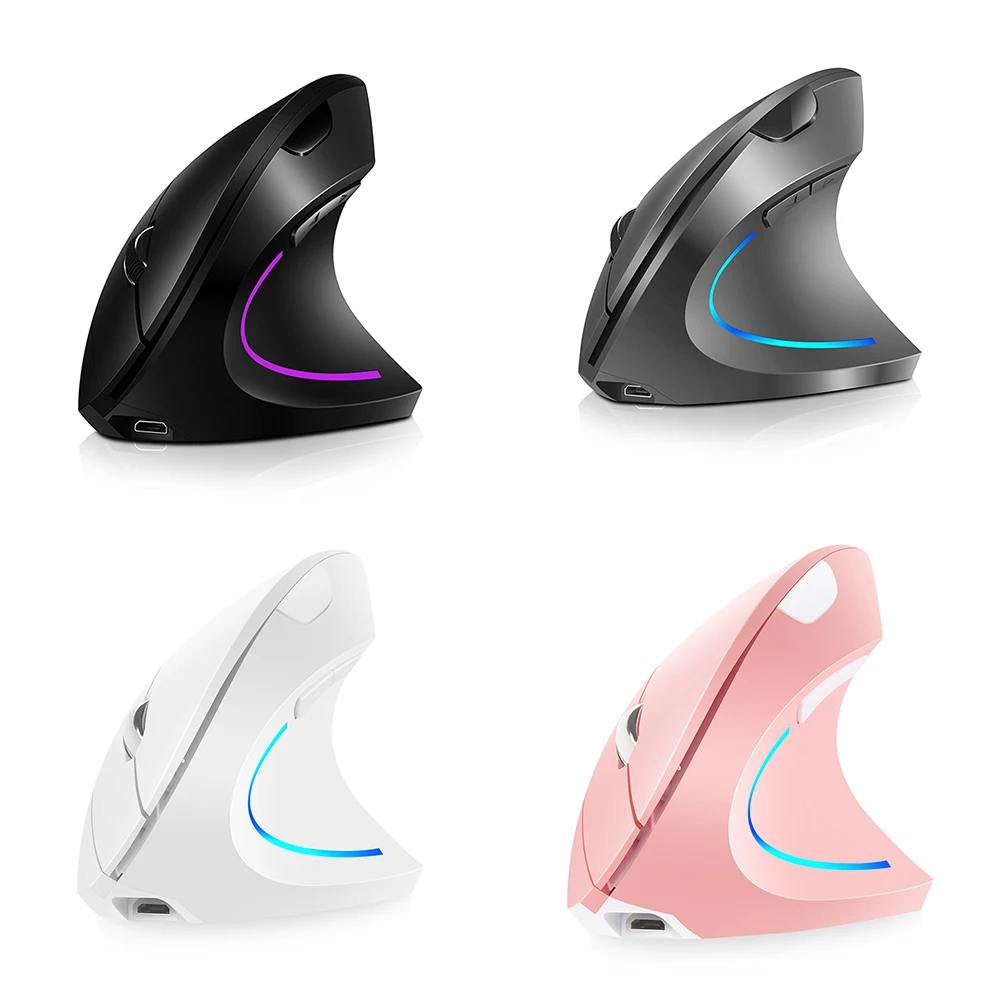 Mouse Verticale Wireless 2.4G Ricaricabile – Ergonomico Con 3 DPI (800/1200/1600) E 6 Pulsanti, Per PC E Laptop, Colore Bianco - 3