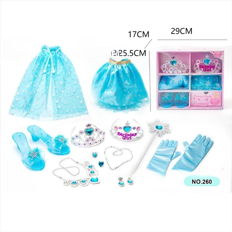 Girls Dress Up Toys Princess Role Play Accessories Crowns High Heels Shoes Earrings Necklaces Kids Makeup Set Birthday Gifts