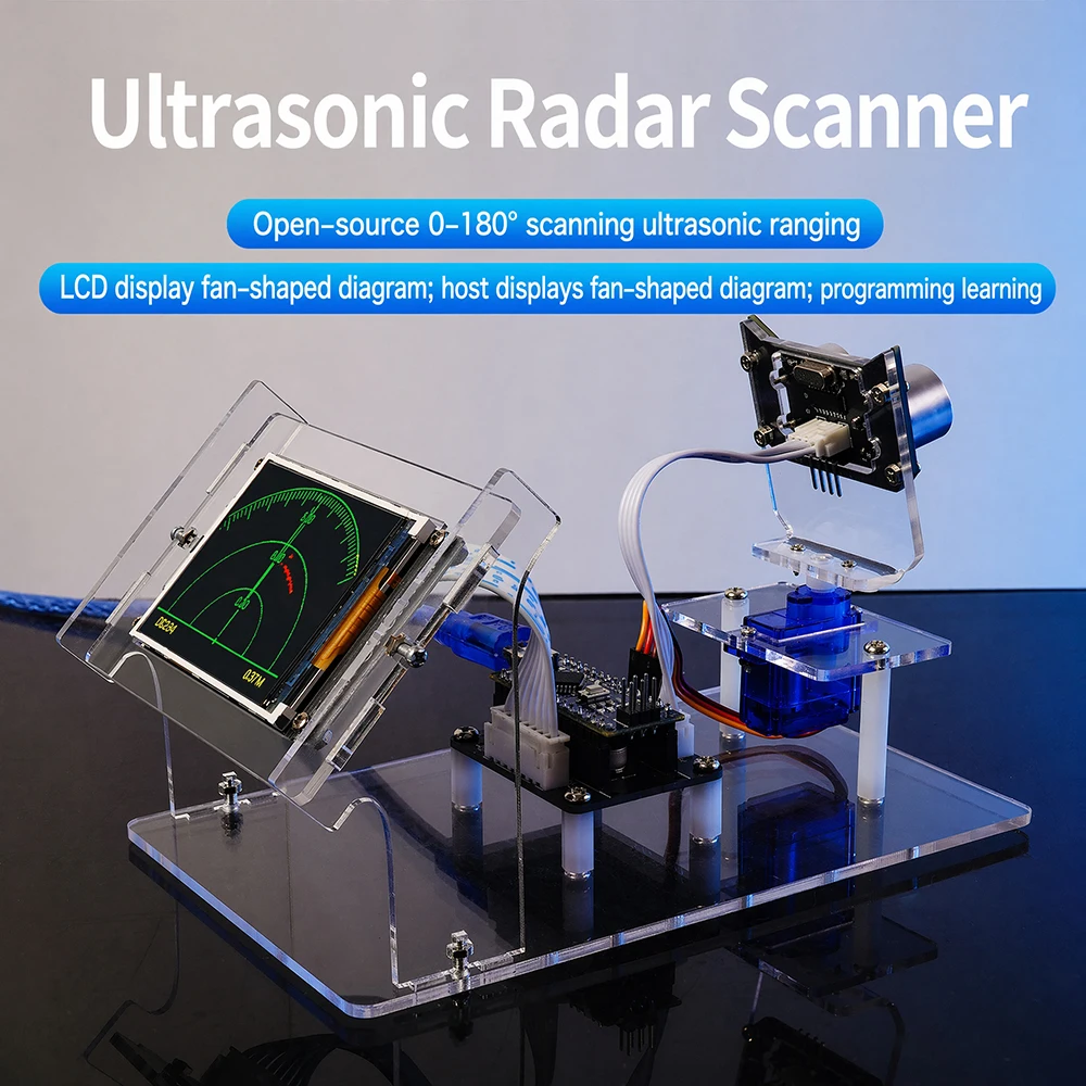 Kit Scanner Radar a Ultrasuoni Open Source Fai-da-te con Display LCD e Scansione in Tempo Reale per Progetti Maker e Apprendimento della Programmazione - immagine 2