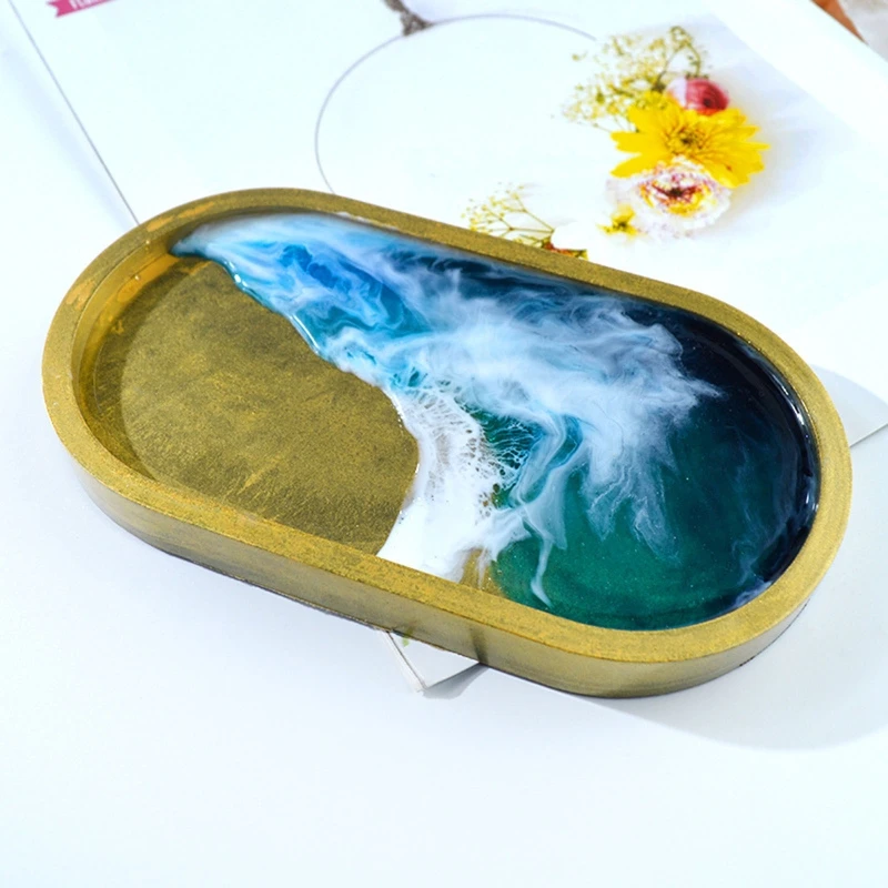 3 Pcs Large Small Oval Trays Epoxy Resin Mold Ashtray Concrete Flower Pot Silicone Mould DIY Crafts Mold