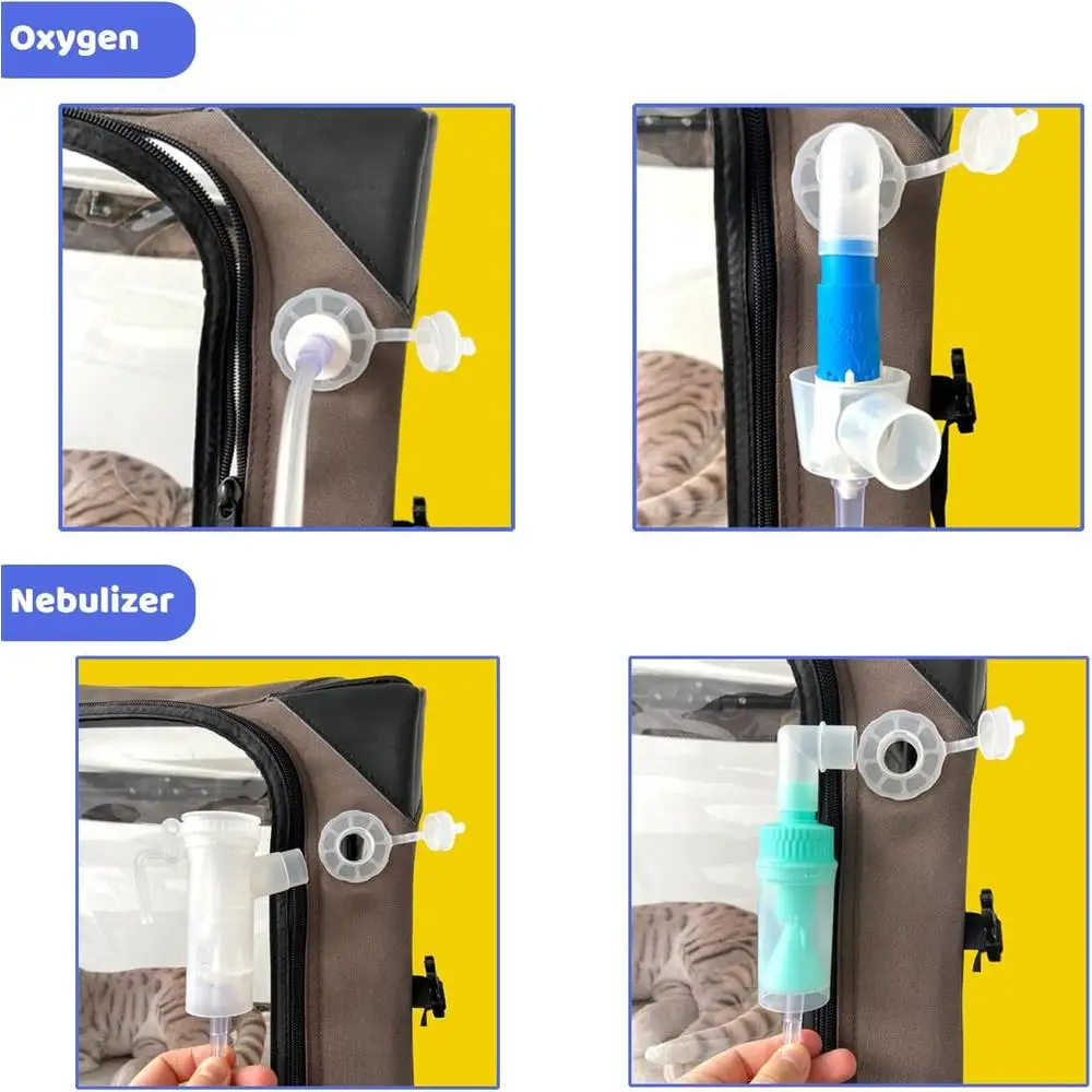 ICU Nebulizer Therapy Cage Pet Oxygen Therapy Incubator with Comfort Pad and Waterproof Bag Dog Cat Nebulization Use