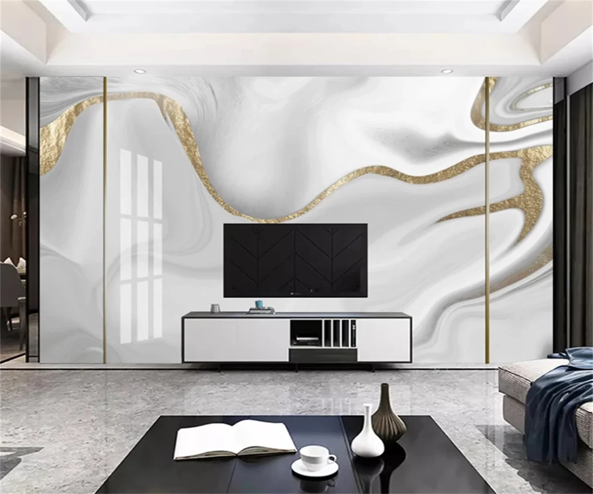 Customize modern new abstract marble landscape bedroom living room background wall papers home decor