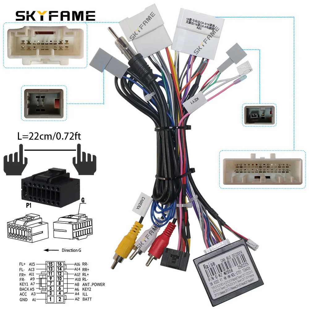 Car 16 Pin Stereo Wire Harness Adapter With Canbus Box Decoder for Mazda 3 Axela CX-3 CX-5 Mazda 6 Atenza CX3/CX5