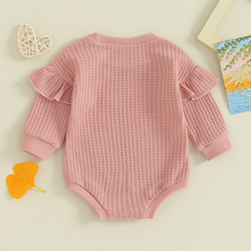 

Baby Girl Boy Bubble Sweatshirt Romper Ruffle Long Sleeve Waffle Bodysuit Jumpsuit Newborn Cute Clothes