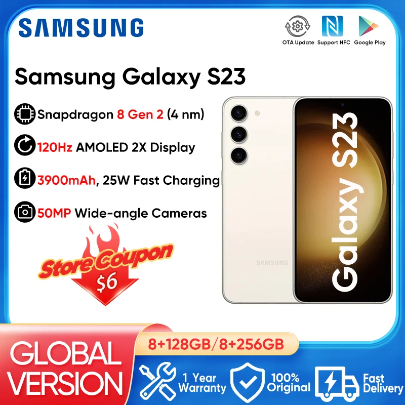 

Samsung Galaxy S23 5G Smartphone, Snapdragon 8 Gen 2, 6.1 ", 120Hz AMOLED Display Cell Phone, 50MP Triple Camera, Galaxy Buds 2