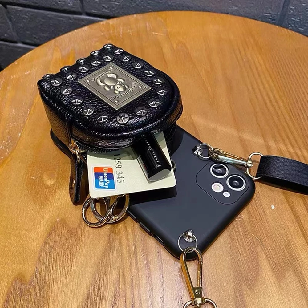 Rivets Coin Purse case for iPhone 15 Pro Max 14/13/12/11 Pro Max