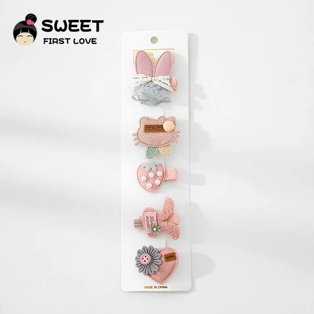 5Pcs/Set Animal Cotton Hair Clips for Children Girls