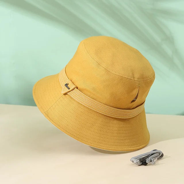blue bucket hat [PTAH] 2022 Spring Bucket Hats Women Panama Caps Sun Hat Fisherman Cap for Girls Outdoor Trip Caps Beach Sun Protect Fishing Hat bucket hat with string Bucket Hats