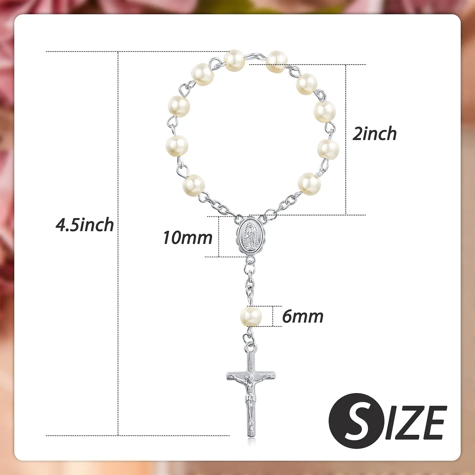 30Pcs Baptism Rosary Beads Finger Baptism Rosaries Faux Pearls for Baptism Favors Christening Favors Communion Favors 3