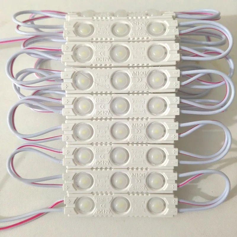 20pcs 2835 SMD 3 LED Module DC12V Injection Waterproof IP67 Decorative 2835 Hard Strip Bar Light Lamp White Red Green Blue