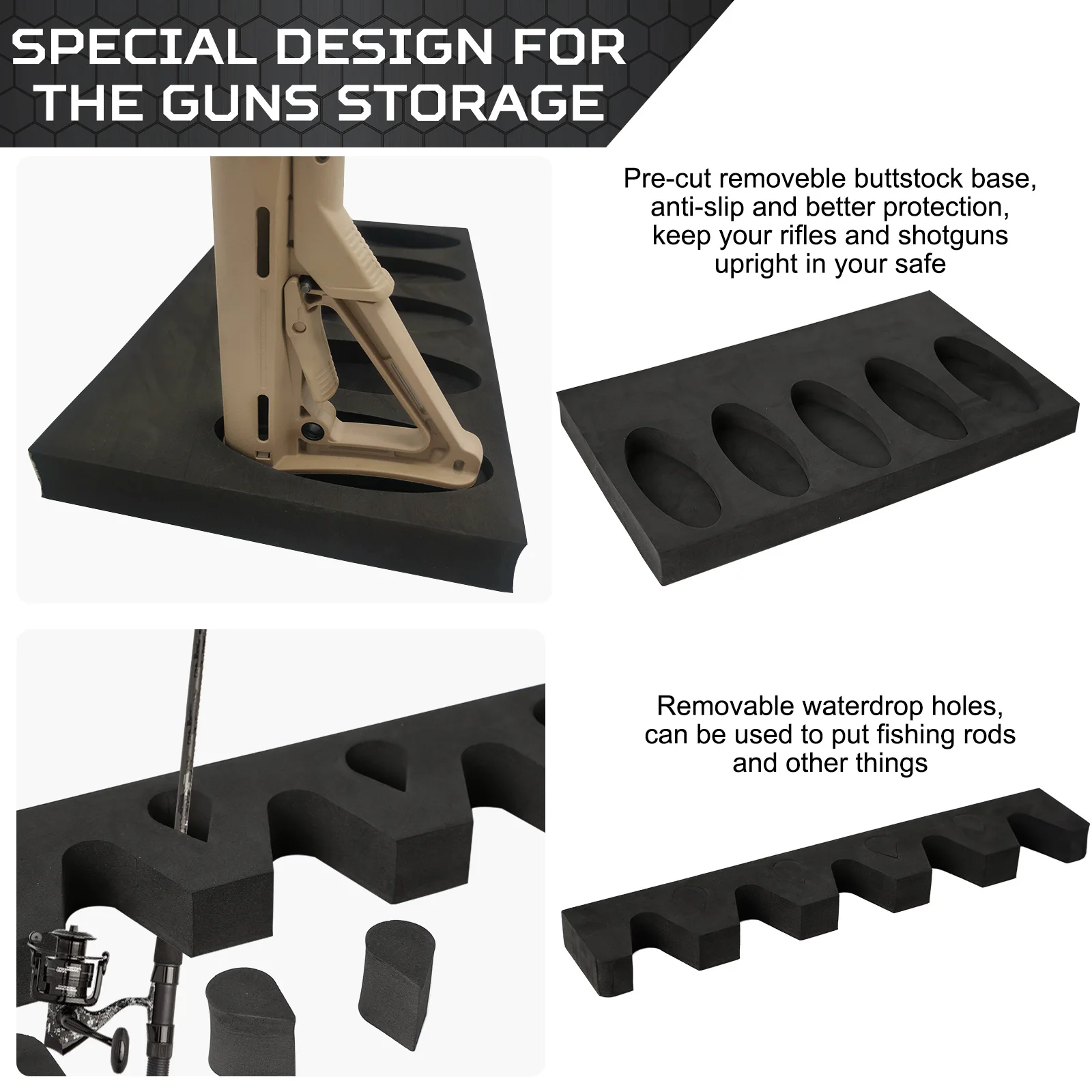 BOOSTEADY Foam Gun Racks – Magnetic Rifle & Shotgun Storage Racks For Your Gun Safe (2 Pack)