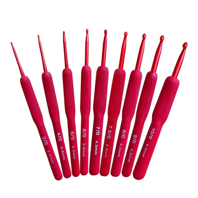 Crochet Hook Single-head TPR Silicone Handmade Single Crochet Red Handle Clothing Knit Work DIY