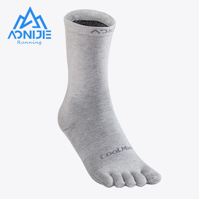 한 쌍 AONIJIE E4831 중간 튜브 스포츠 바닥 양말 얇은 스타킹 러닝 Fivetoes 양말 발가락 양말 러닝 하이킹