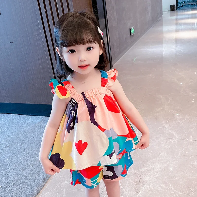 2 teil/satz Baby Mädchen Sets Sommer Blume Drucken Leibchen Top Shorts Baby Kleidung Mädchen Nette Mädchen Strand Set Kostüm Für Baby