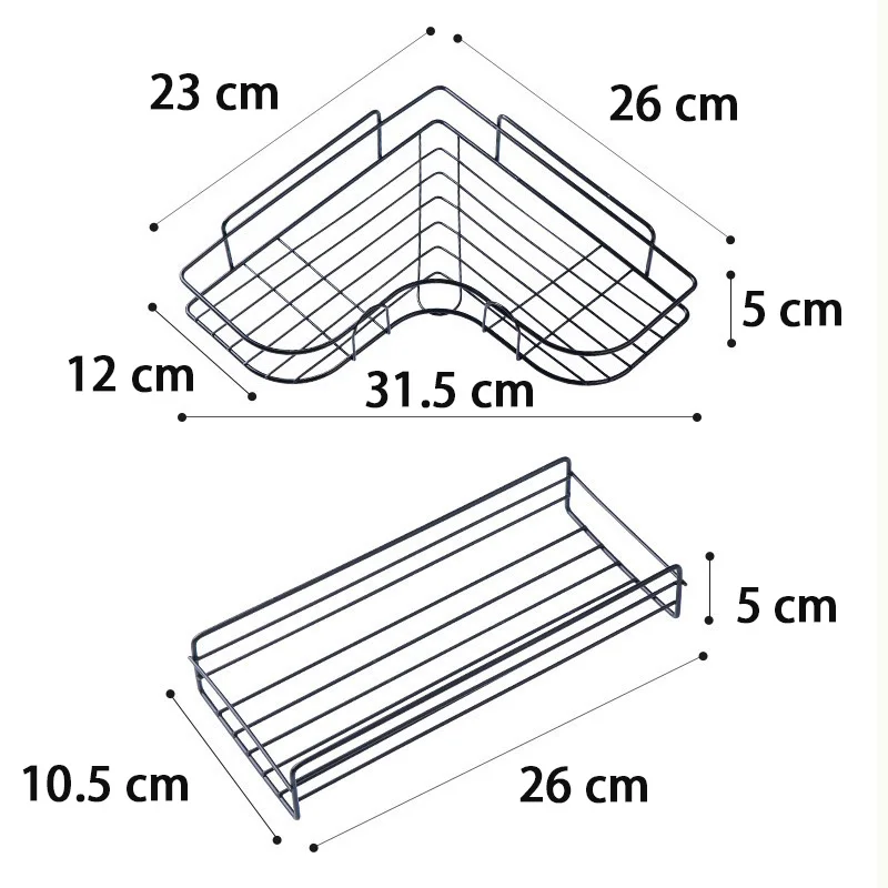 Bathroom Shelf Wall Mounted Corner Storage Shelves Shampoo Holder Iron Shower Drain Basket Bathroom Accessories Organizer 6