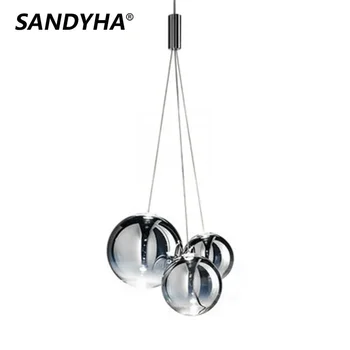 SANDYHA 북유럽 LED 펜던트 조명, 유리 공, 홈 장식, 주방, 침실, 거실, 식당, 커피 테이블, 인테리어 걸이식 램프