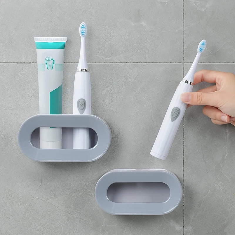 Double Hole Electric Toothbrush Holder Wall Mounted Toothbrush Rack Punch-free Storage Hanger Bathroom Accessories