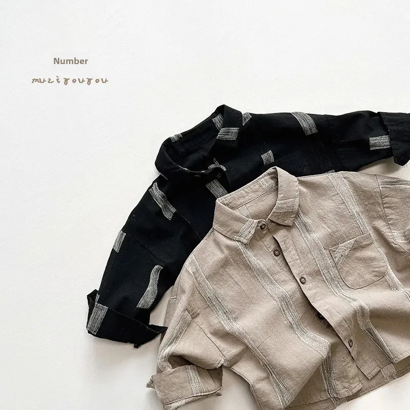Kids' Cotton Shirt Personality Spring Autumn Pure Cotton Japanese Style Open Cardigan Top for Boys And Girls