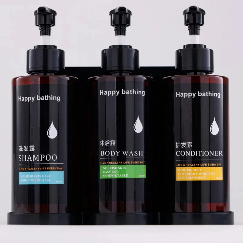 Hotel Shampoo and Shower Gel Separate Bottles Wall Mounted No Punching Hand Sanitizer Boxes Wall Mounted Manual Soap Dispensers 2