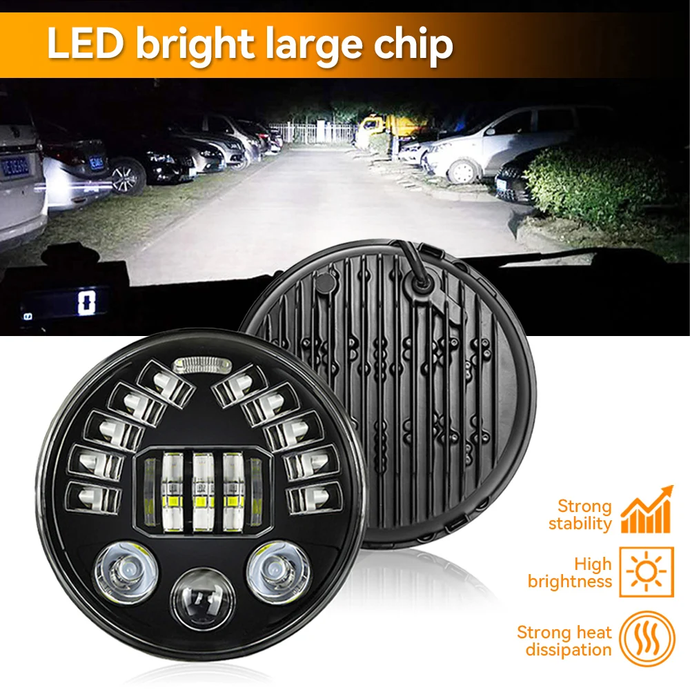 

7-дюймовый мотоциклетный фонарь, 5 фонарей, режимы работы, C-образная фара 6500K для Jeep Wrangle, Suzuki, Toyota, Mazda