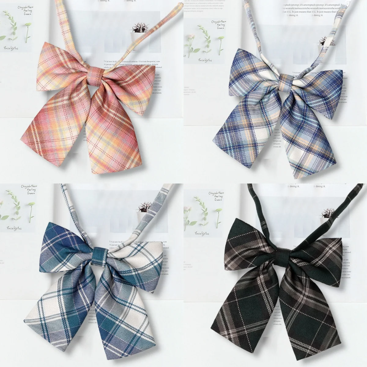 

Feminine Plaid Bowtie Casual Bow tie For Women Adult Uniform Collar Butterf Bowknot Check Bow Ties Cravat Girl Bowties