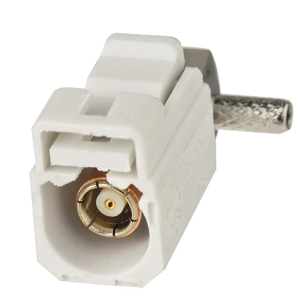 Superbat 10pcs Fakra B White Female Right Angle Crimp Attachment RF Coaxial Connector for Cable RG316 RG174 LMR100