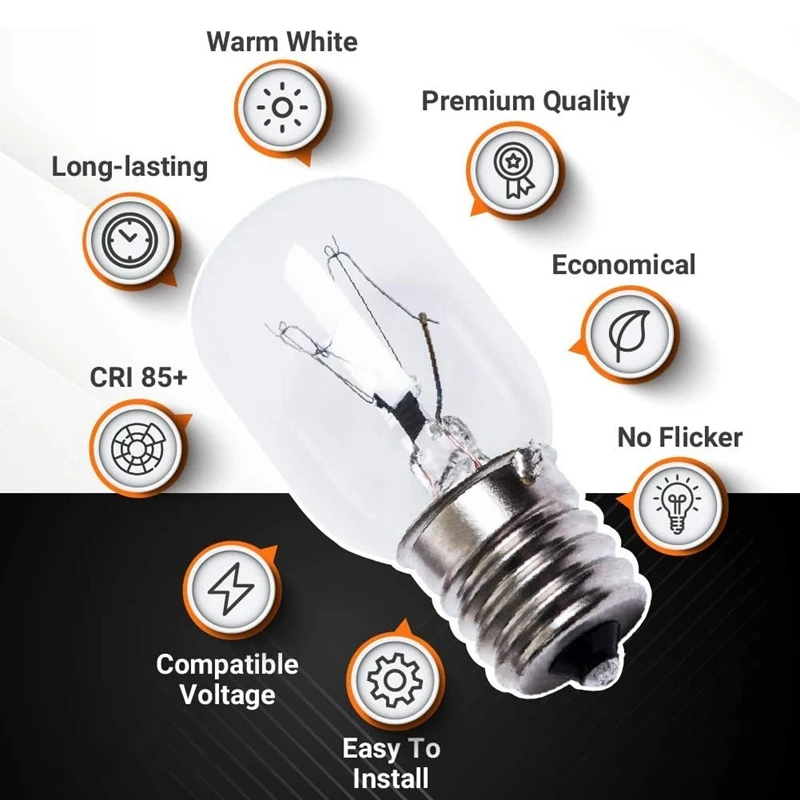 Microwave Light Bulb 40W E17 125V Replacement Part-Exact Fit For Whirlpool Microwaves And The Lava Lamps-Pack Of 3