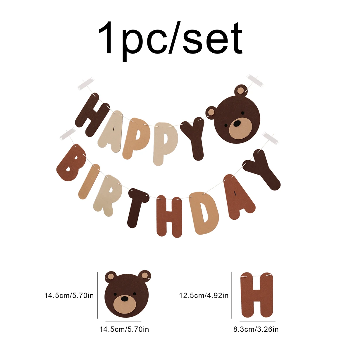 2 Drapeaux Joyeux Anniversaire à Tirer – Avec Petit Ours Et Message, En Papier Recyclable – Décoration Fête Enfant