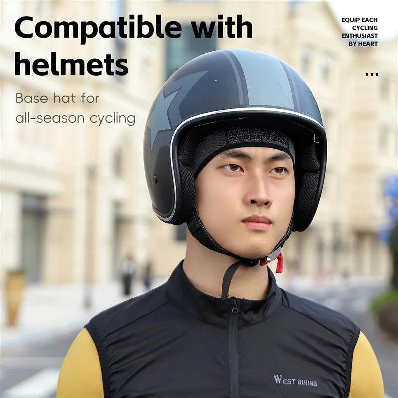 WEST BIKING Knitted Cycling Cap All-season Windproof Sports Hat High Elastic Breathable Balaclava Bike Helmet Liner Cycling Gear