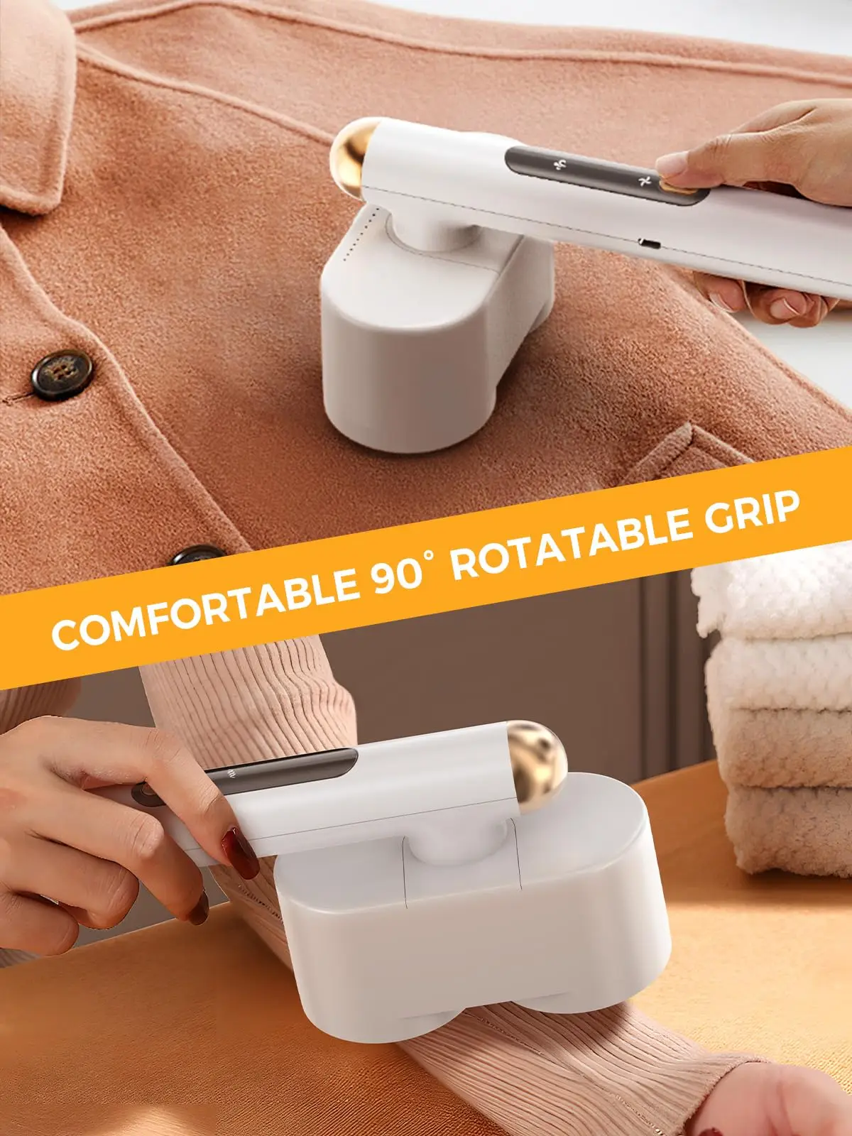 Fabric Shaver Rechargeable Dual Head Hair Remover 4-speed Mode Rotatable Grip Portable Cordless Remover Suitable Sweater Curtain 3