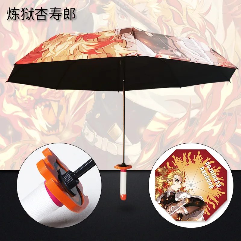 Paraguas de Anime Demon Slayer a prueba de viento, sombrilla de Tanjirou Zenitsu Yoriichi, sombrilla plegable de espada nigirin _ AliExpress Mobile