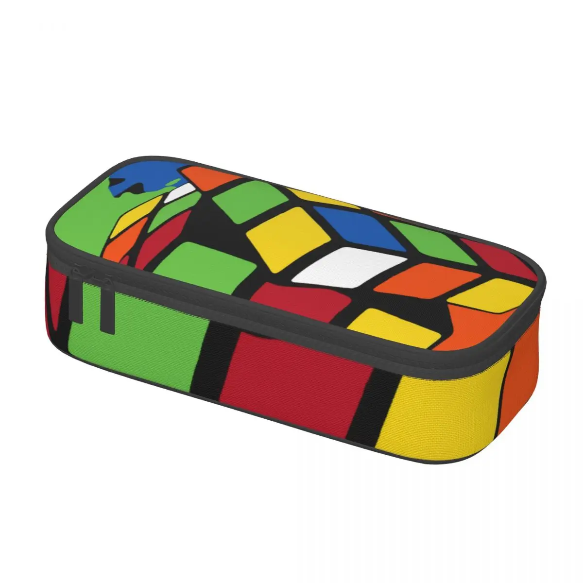 Kawaii Melting Rubiks Cube Pencil Cases for Girl Boy Large Storage Geometric Math Magic Pencil Pouch Stationery