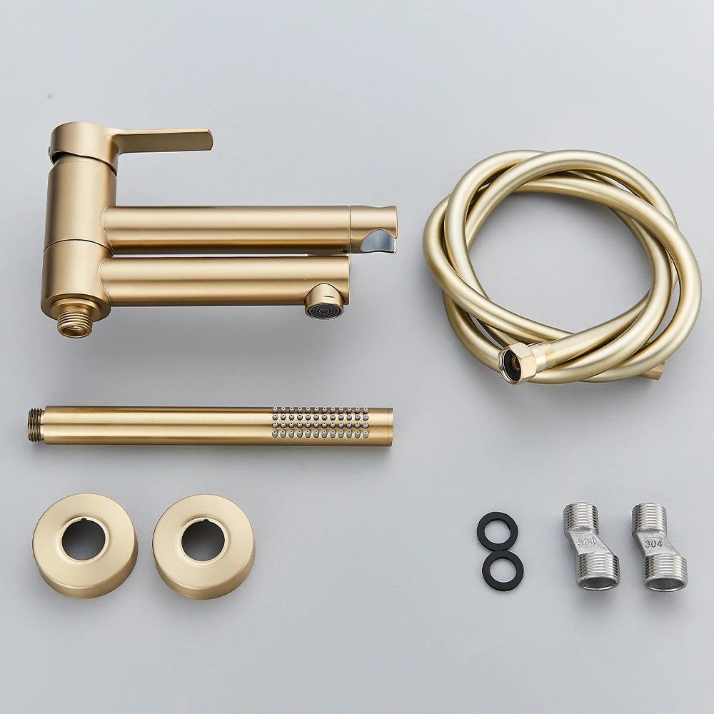 Bushed Gold Waterfall Bathtub Faucet Hot Cold Water Mixer Tap Bathroom Bathtub  Faucets Wall-mounted Black Faucet 6
