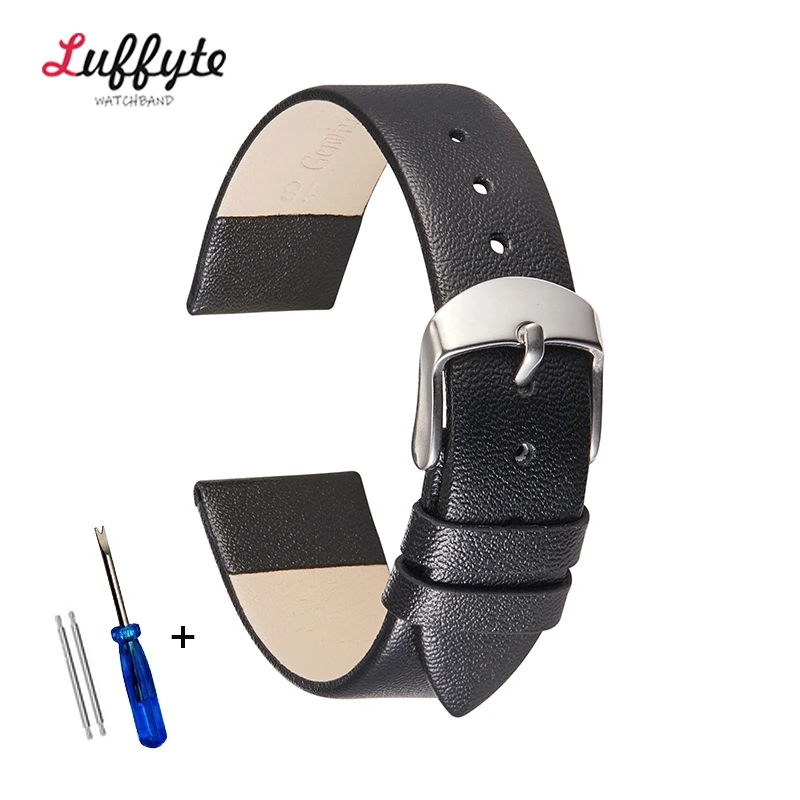 Premium Genuine Leather Ultra-Thin Watch Strap - Soft Cowhide Band in Multiple Sizes
